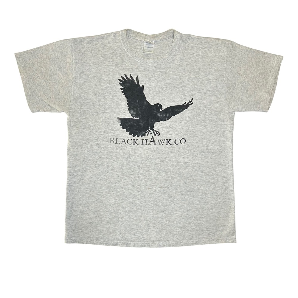 Gildan Ultra Cotton‎ Black Hawk Graphic T Shirt Mens Large